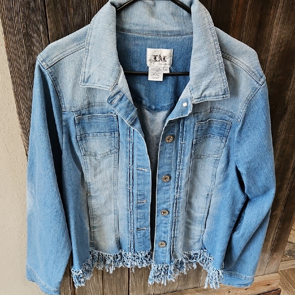 Live a Little Light Blue Frayed Jean Jacket Adorable